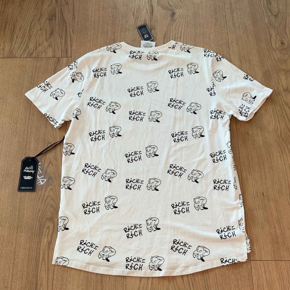 Forever 21 x Alec Monopoly White Richie Rich Cartoon Logo Pocket Tee XL  NWT - Picture 10 of 10